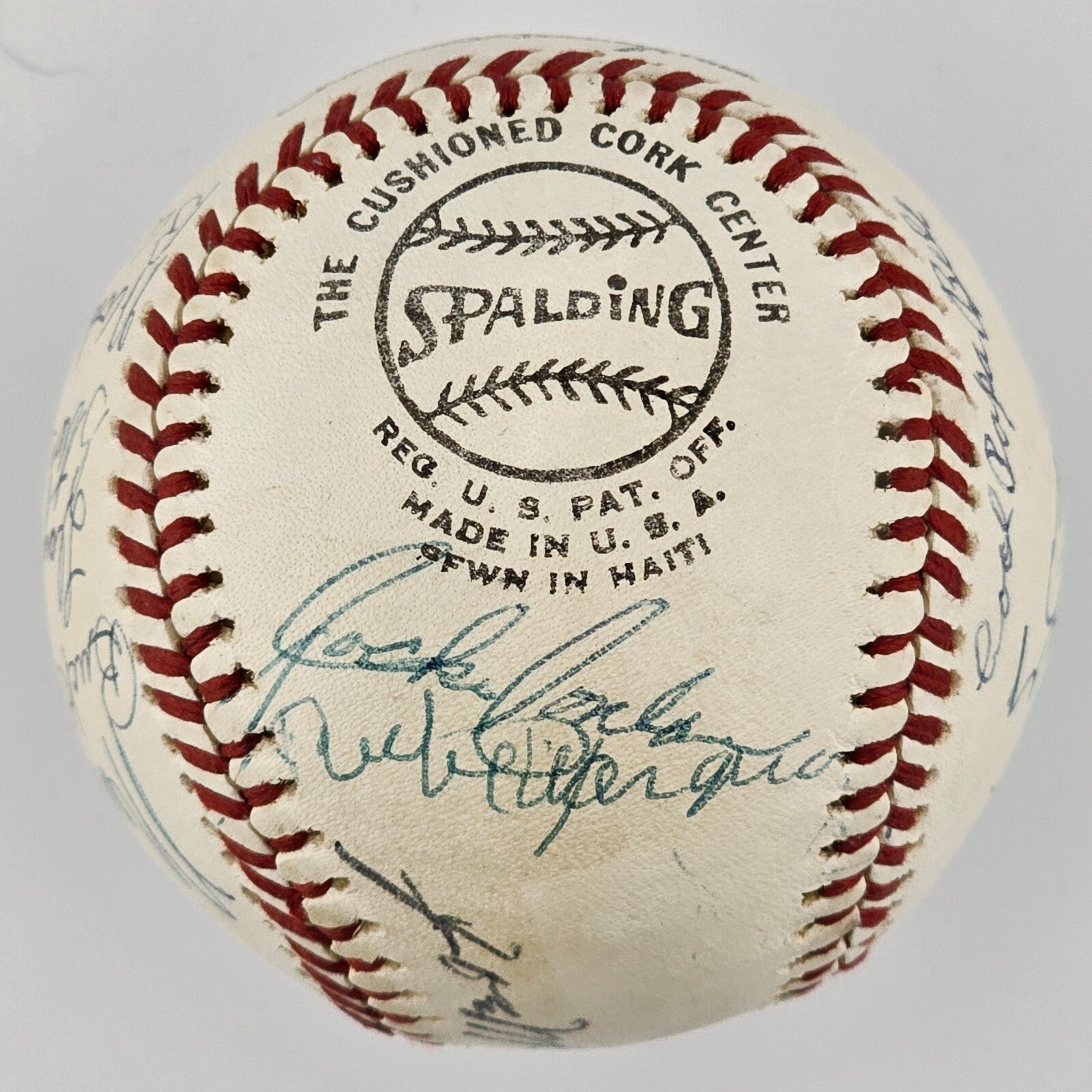 1970s Hall of Fame Signed Baseball. 18 Sigs. Marquard, Cronin, Hoyt, Grimes. PSA2