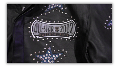 Jeff Hamilton NBA All-Star Leather Jacket, Rhinestones Studs. Embroidered Logos1
