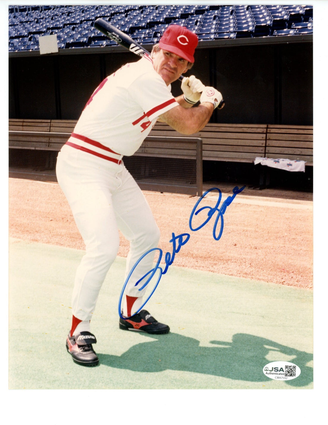Pete Rose Signed Photo, 8x10. Reds. JSA0