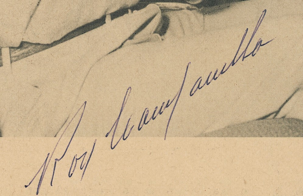 Roy Campanella Signed Photo, 1953 Dodgers Yearbook. Driving Car. JSA1