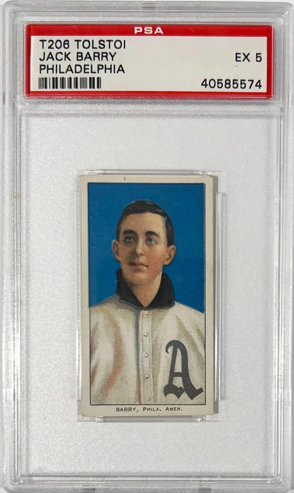 1909-1911 T206 Jack Barry Philadelphia, Tolstoi Rare. PSA 5, Highest Graded0