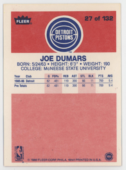Joe Dumars 1986 Fleer. 