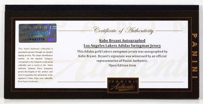 Kobe Bryant Signed Los Angeles Lakers Jersey. Panini COA3