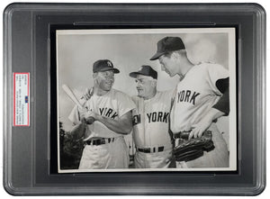 Mickey Mantle, Whitey Ford, & Casey Stengel 1957 Type 1 Original Photo. PSA