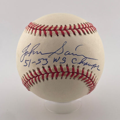 Johnny Sain Signed Inscribed Baseball. 51-53 WS Champs. JSA.