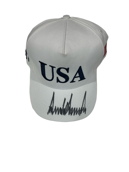 President Donald Trump Signed USA Hat, Full Name.  PSA0