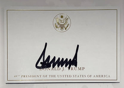President Donald Trump Signed Autograph Page, Gold Executive Seal. PSA2