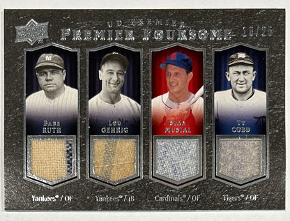 2008 Upper Deck, Babe Ruth Lou Gehrig Stan Musial Ty Cobb.  Game Used Patch /252