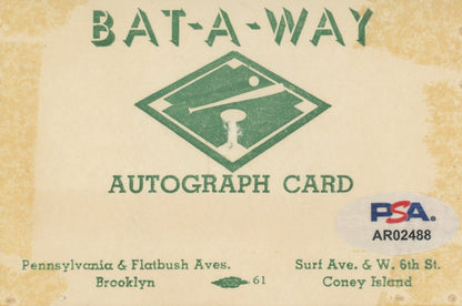 Gil Hodges Signed Autograph Card, Mint. Bat-A-Way, Flatbush. PSA2
