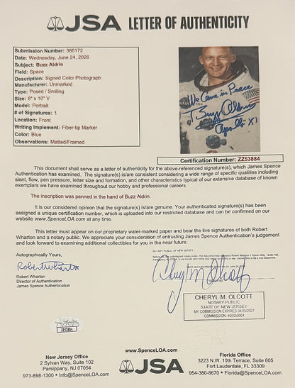Buzz Aldrin Signed &amp; Inscribed 8x10 Apollo 11 Photo. JSA3
