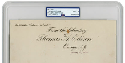 Thomas Edison Signed Letter. Auto Graded PSA Mint 95