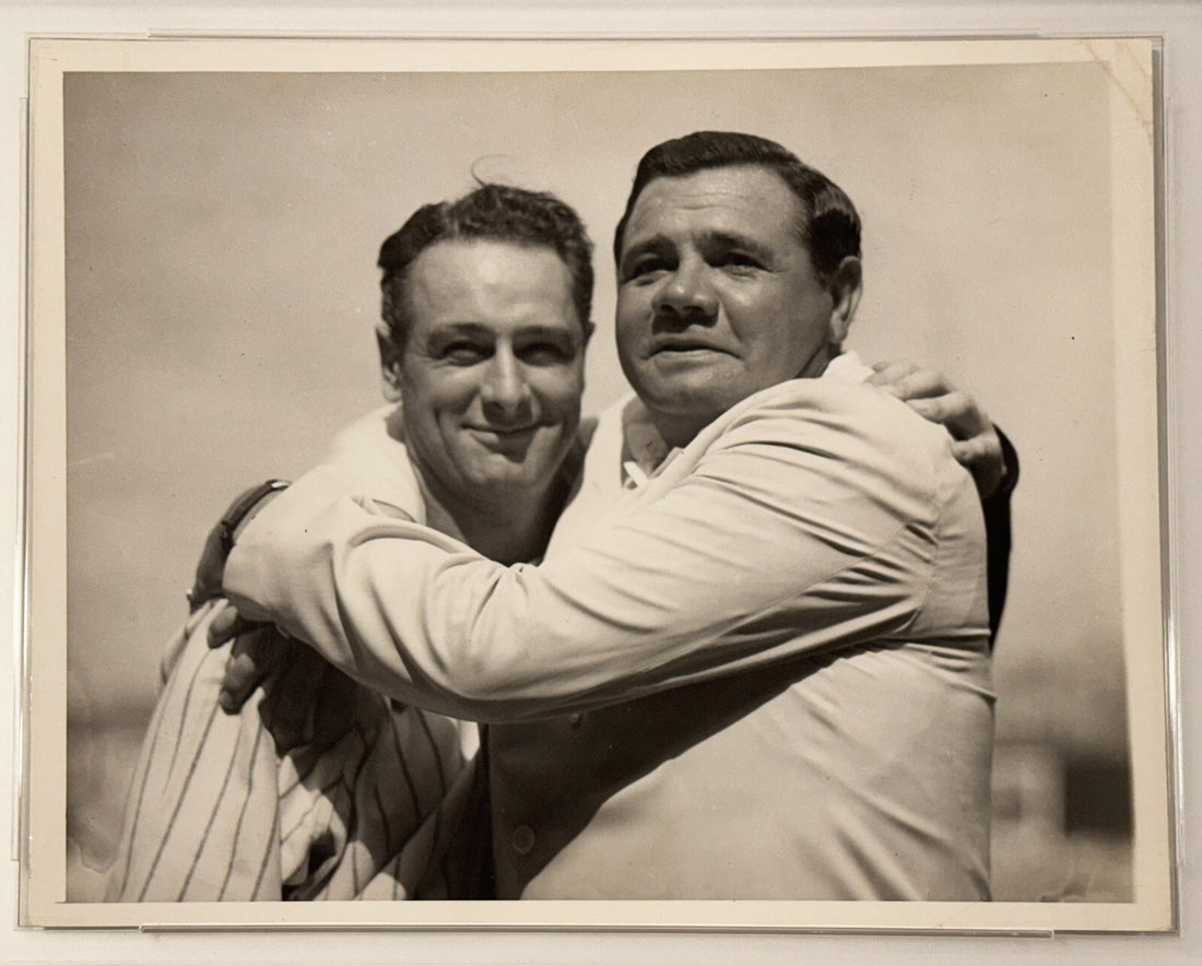 1939 Lou Gehrig Day Farewell Original Photo with Babe Ruth. PSA Type 21