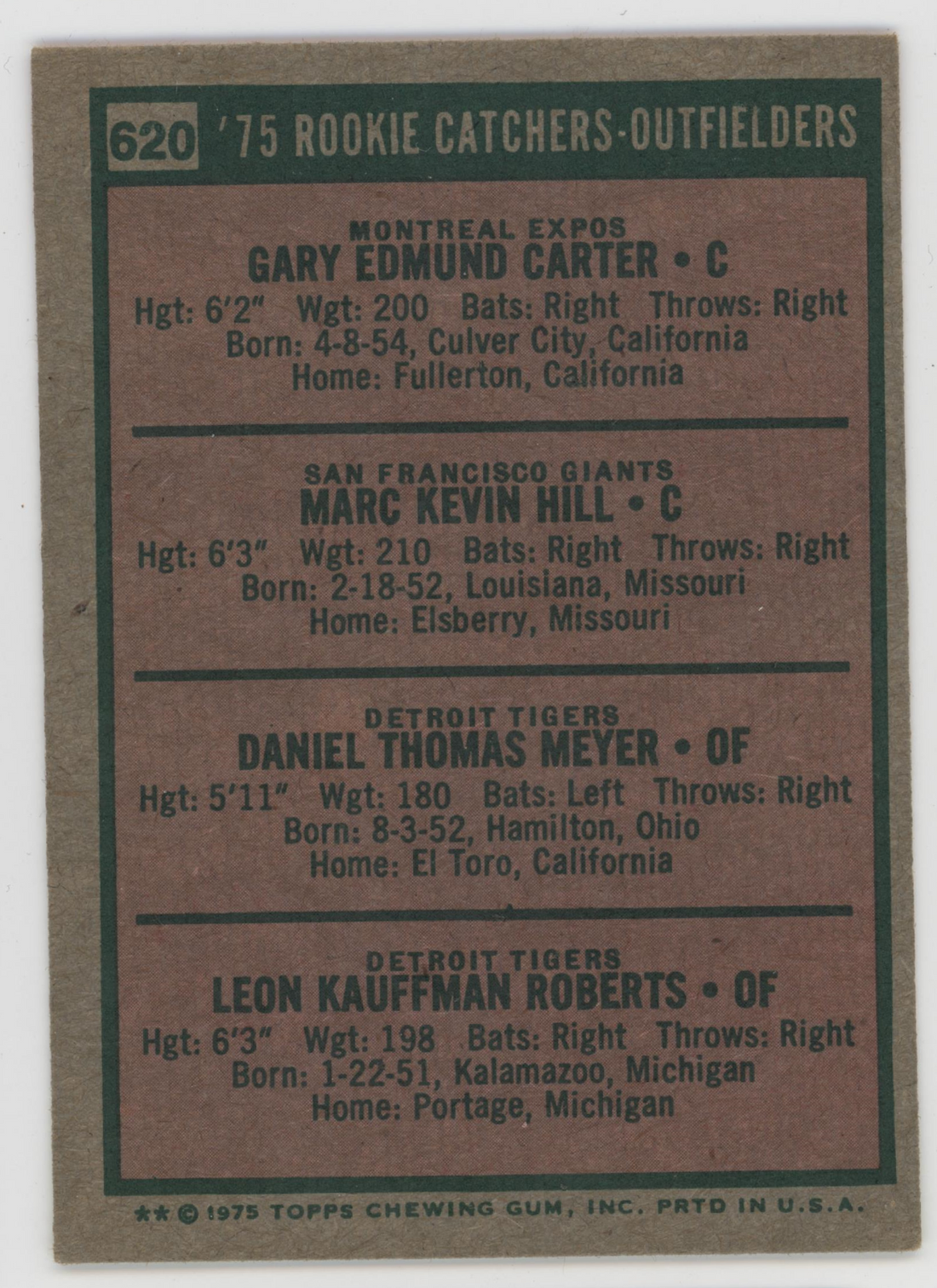 Gary Carter 1975 Topps. 