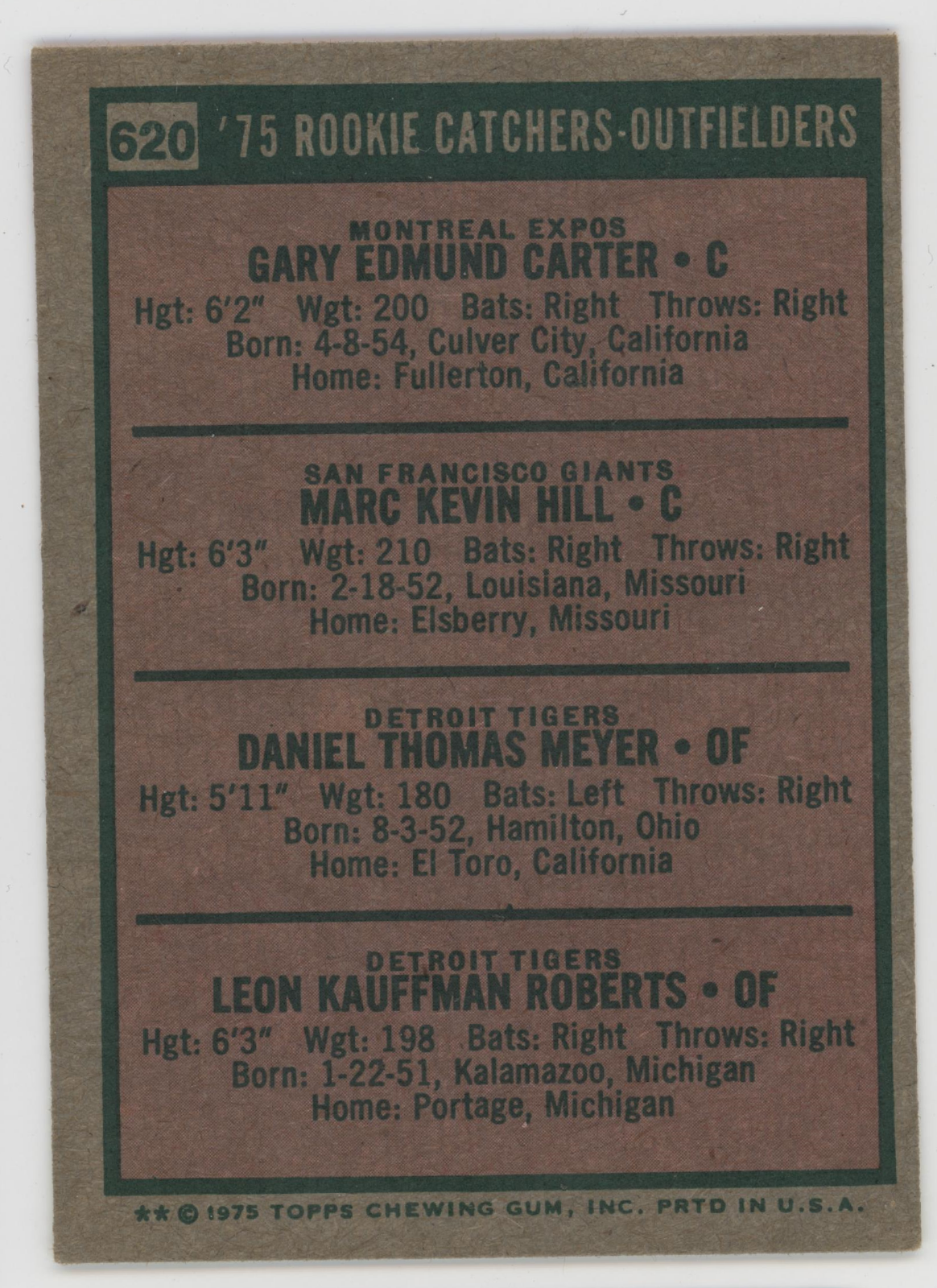 Gary Carter 1975 Topps. 