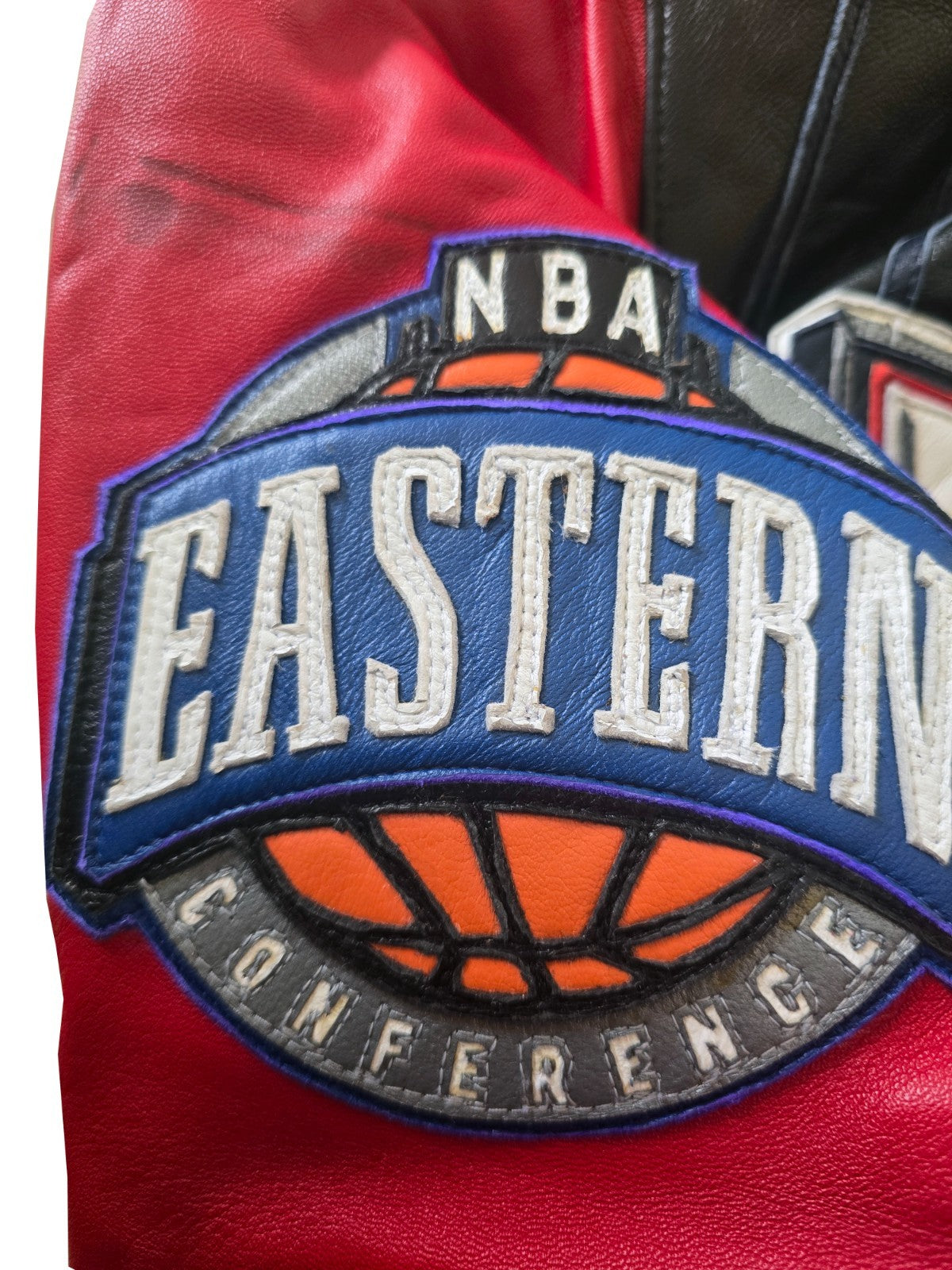 2000s Jeff Hamilton New Jersey Nets NBA Leather Jacket Embroidered Logos3