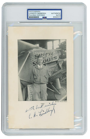 Charles Lindbergh Signed & Inscribed Spirit of St. Louis Photo. PSA