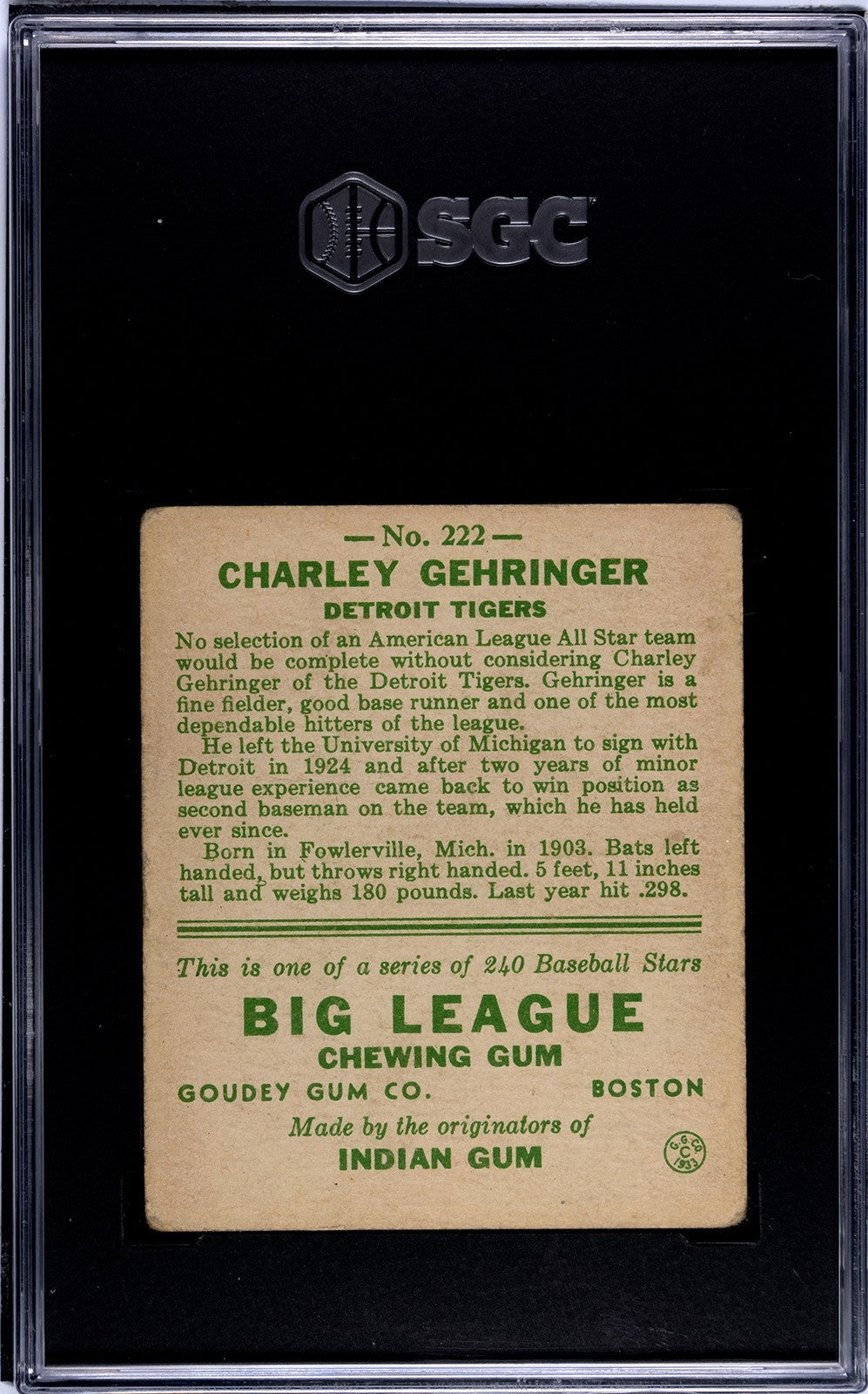 1933 Goudey Charley Gehringer 