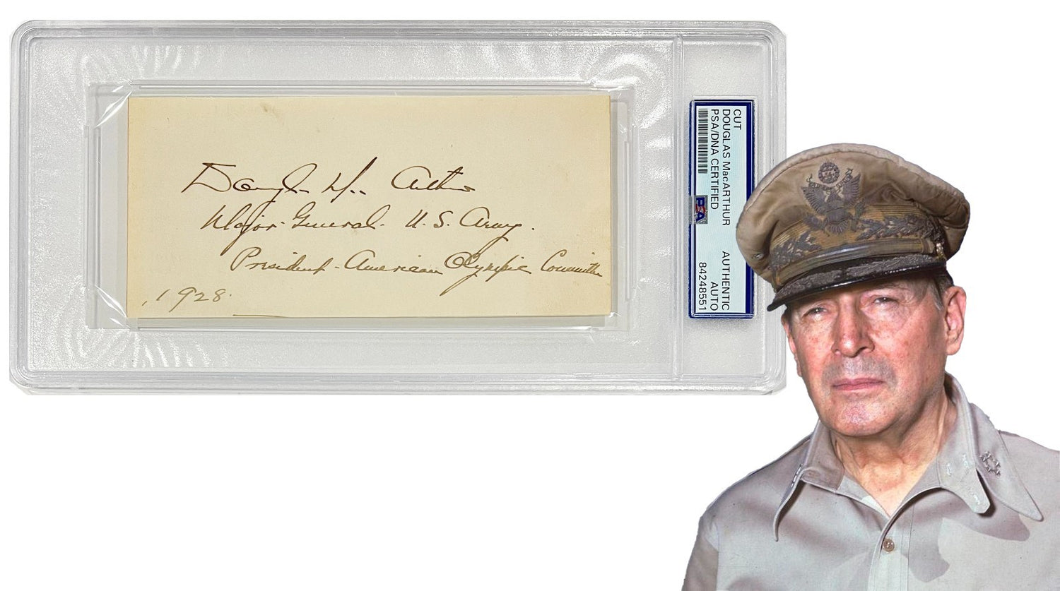 Early General Douglas MacArthur Signed &amp; Inscribed Autograph, 1928. PSA0