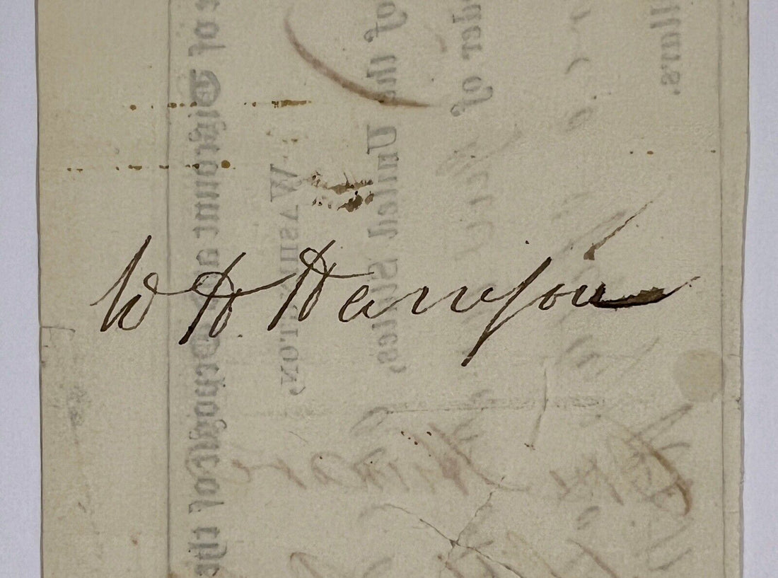 President William Henry Harrison Signed Check, 1828. Rare Autograph. PSA