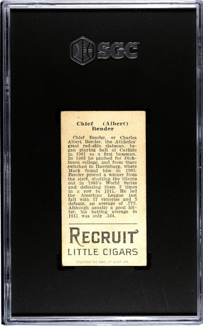 1912 Recruit Little Cigars T207 Chief Bender SGC 21
