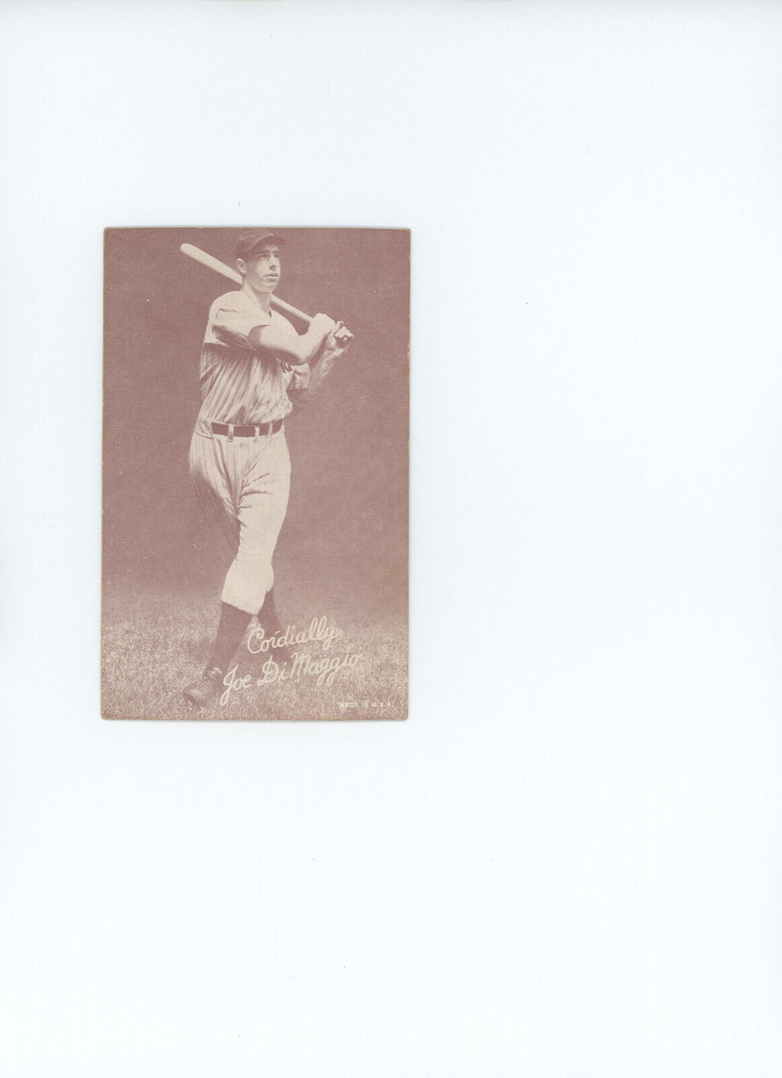 1939-1946 Joe DiMaggio Salutation Exhibit Card. New York Yankees