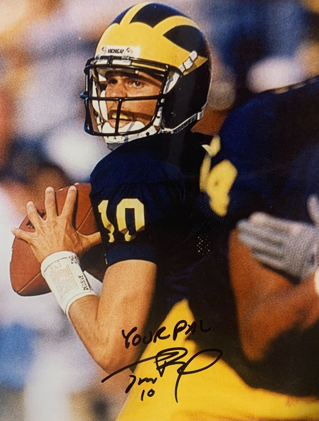 Tom Brady Signed University of Michigan 8x10 Photo, Inscribed. Auto Beckett BAS