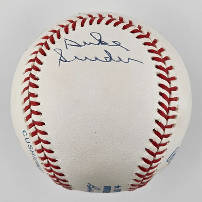 Mickey Mantle, Willie Mays &amp; Duke Snider Signed Baseball. High Grade. PSA 9.52