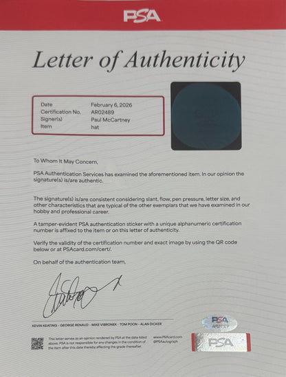 Paul McCartney Signed Russian Military Hat, Beatles Back in the USSR. PSA5