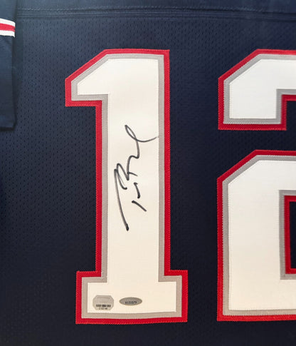 Tom Brady Signed New England Patriots Jersey, Custom Frame. Tristar, Mounted Mem2