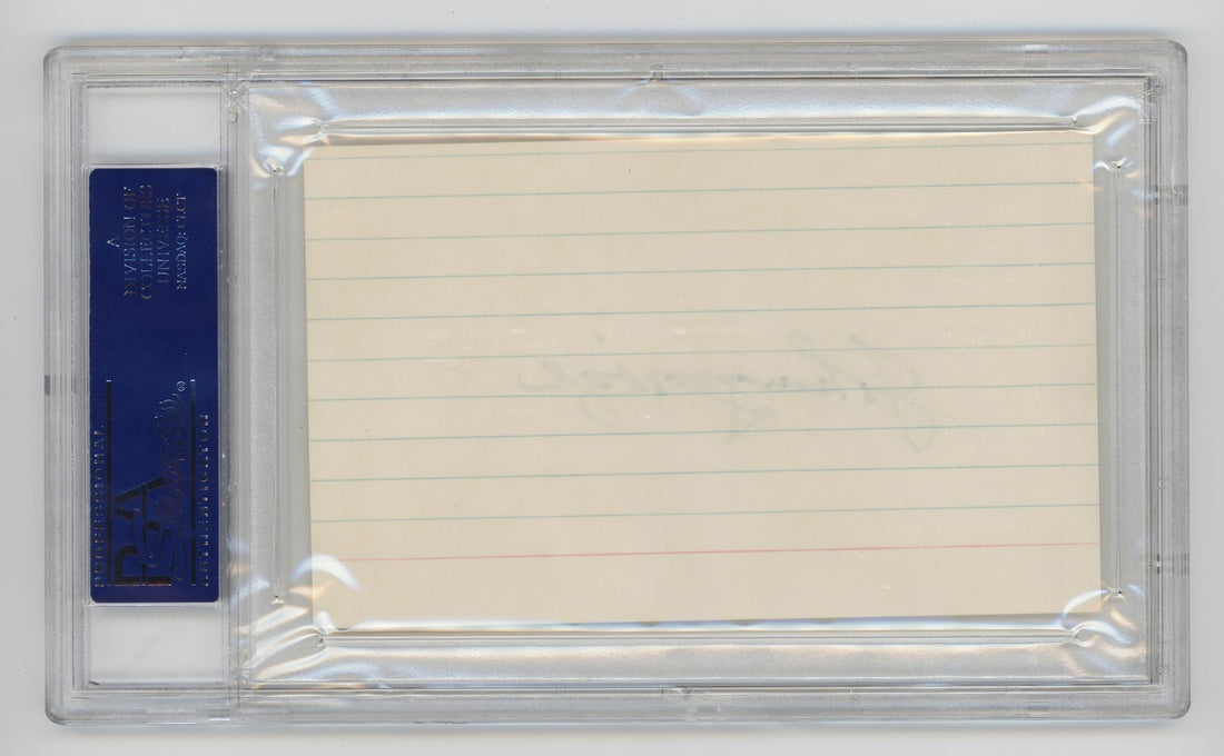 Johnny Mize Signed Index Card. PSA. NY Giants &amp; Yankees Hall of Famer1