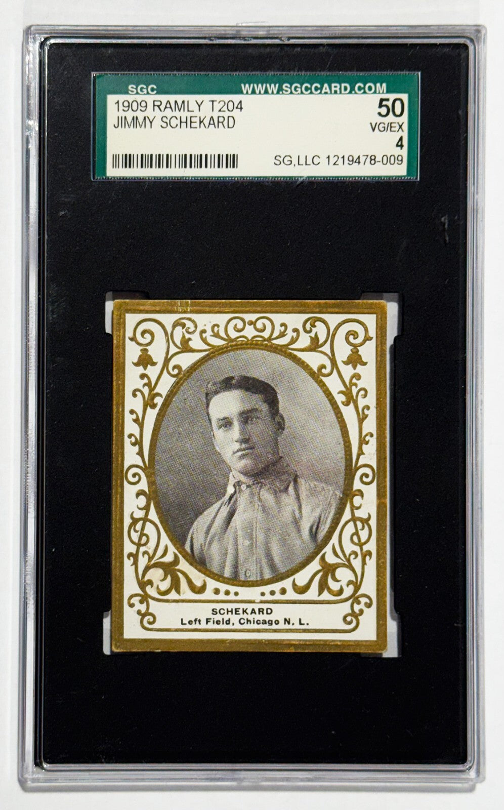 1909 T204 Ramly Jimmy Sheckard. Chicago Cubs. SGC 4 VG-EX0