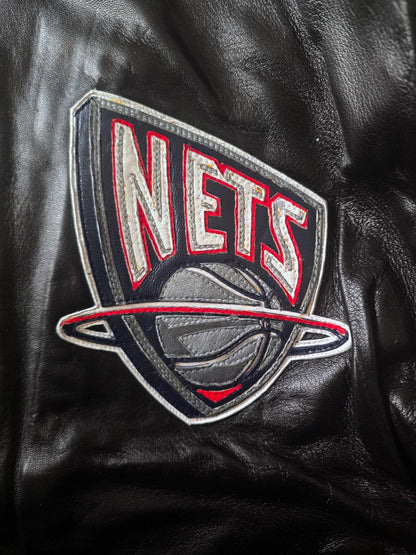 2000s Jeff Hamilton New Jersey Nets NBA Leather Jacket Embroidered Logos4