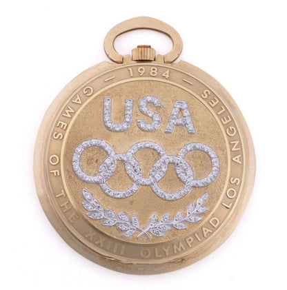 1984 Longines USA Olympics Gold Diamond Limited Edition Pocket Watch0