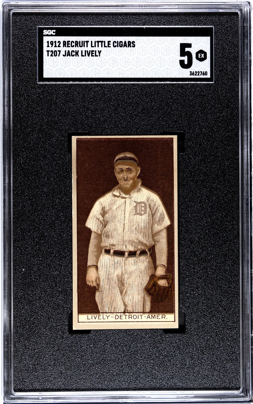 1912 Recruit Little Cigars T207 Jack Lively SGC 50