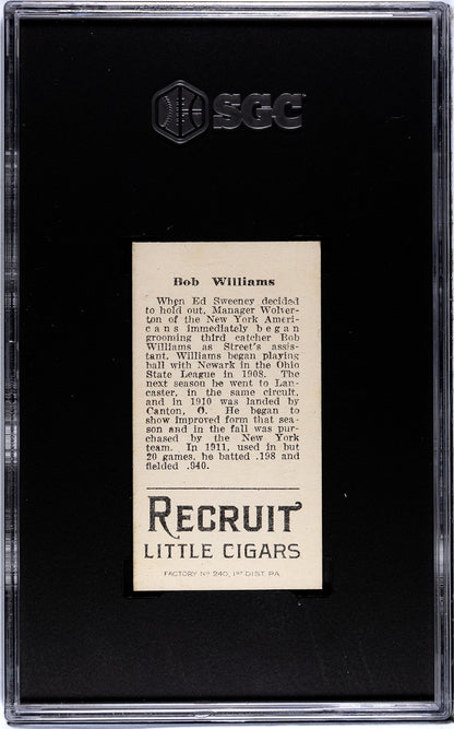 1912 Recruit Little Cigars T207 Bob Williams SGC Authentic1