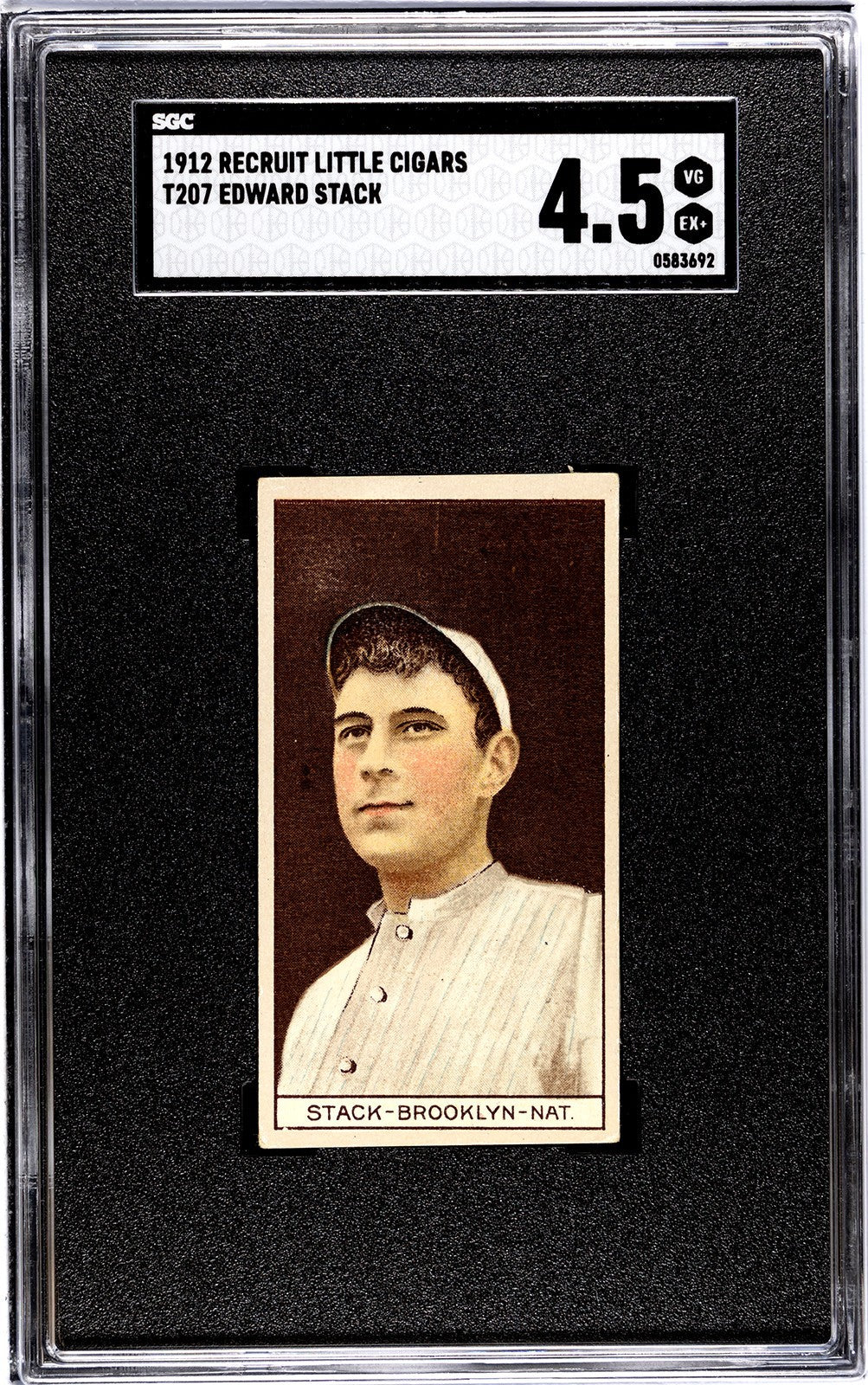 1912 Recruit Little Cigars T207 Eddie Stack SGC 4.50