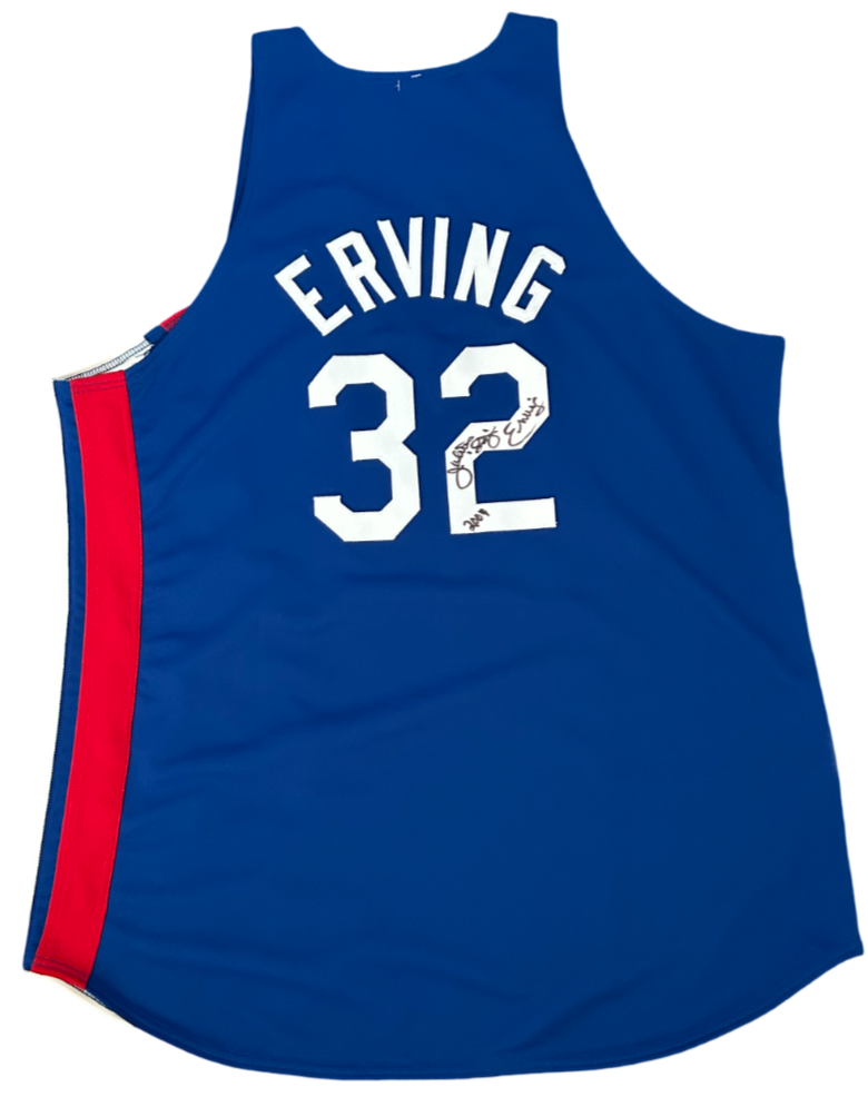 Julius Erving Dr. J Signed Jersey. NY Nets Blue Mitchell Ness Size 54 JSA0