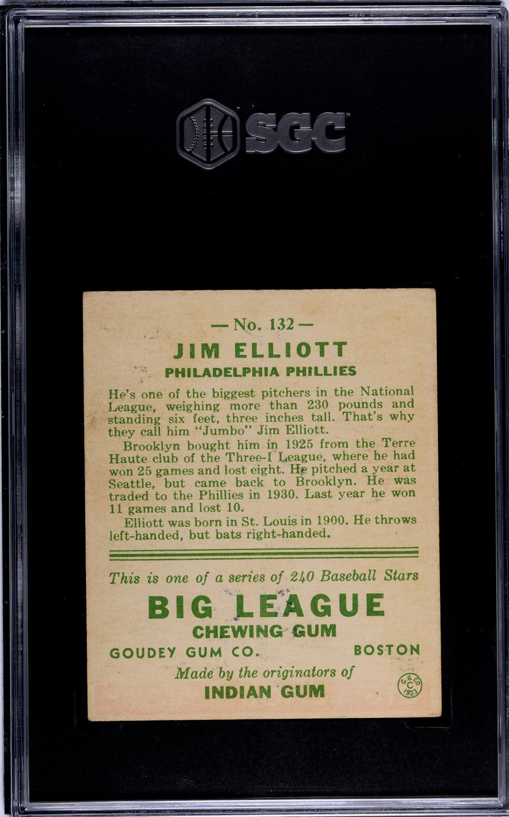 1933 Goudey Jim Elliott 
