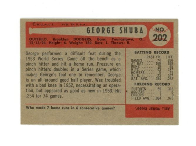 1954 Bowman George Shuba1