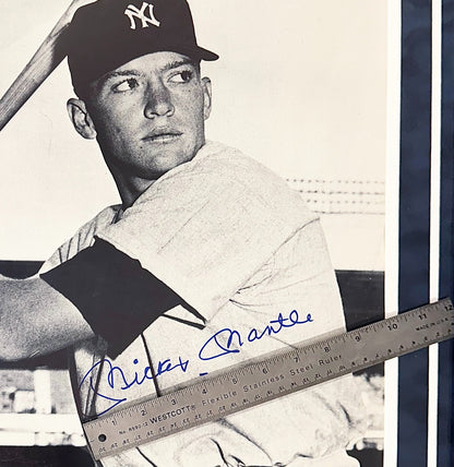 Mickey Mantle Signed Photo. Oversized 20" x 24". Custom NY Yankees Frame. JSA3