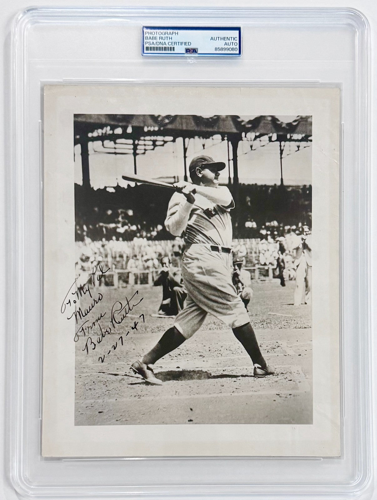Babe Ruth Signed &amp; Inscribed 8x10 Photo, NY Yankees. Auto PSA0
