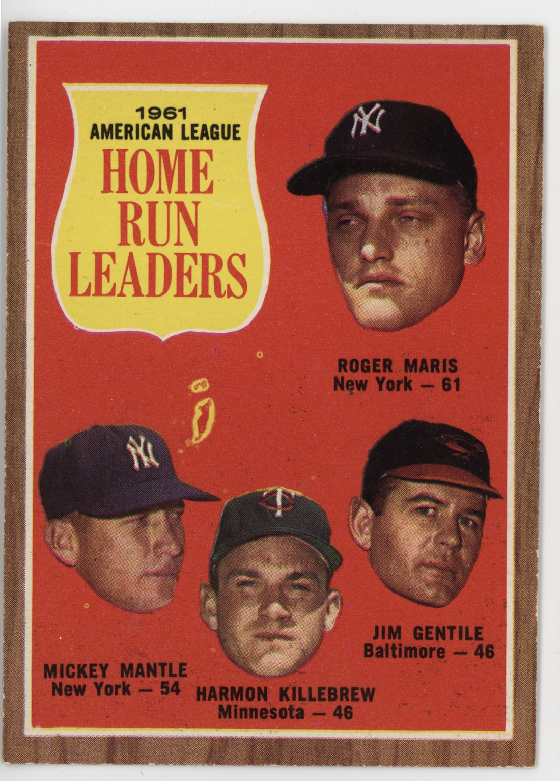 1961 American League Home Run Leaders 1962 Topps. 
