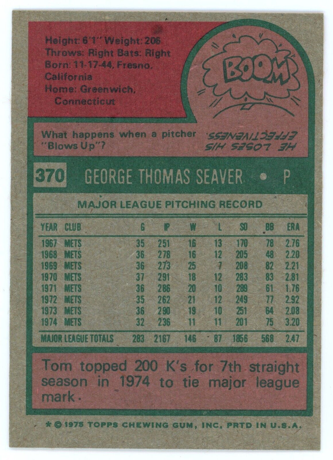 1975 Topps Tom Seaver. 