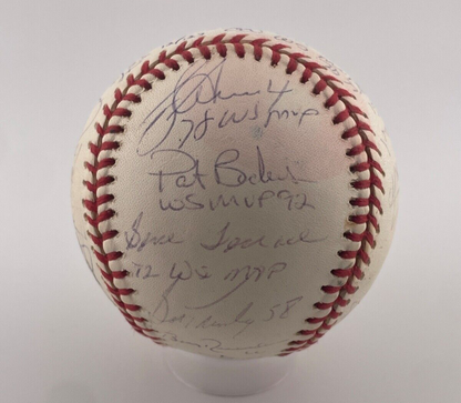World Series MVP Signed Inscribed Baseball. Jeter, Reggie. 24 Sigs, LE /125. JSA5