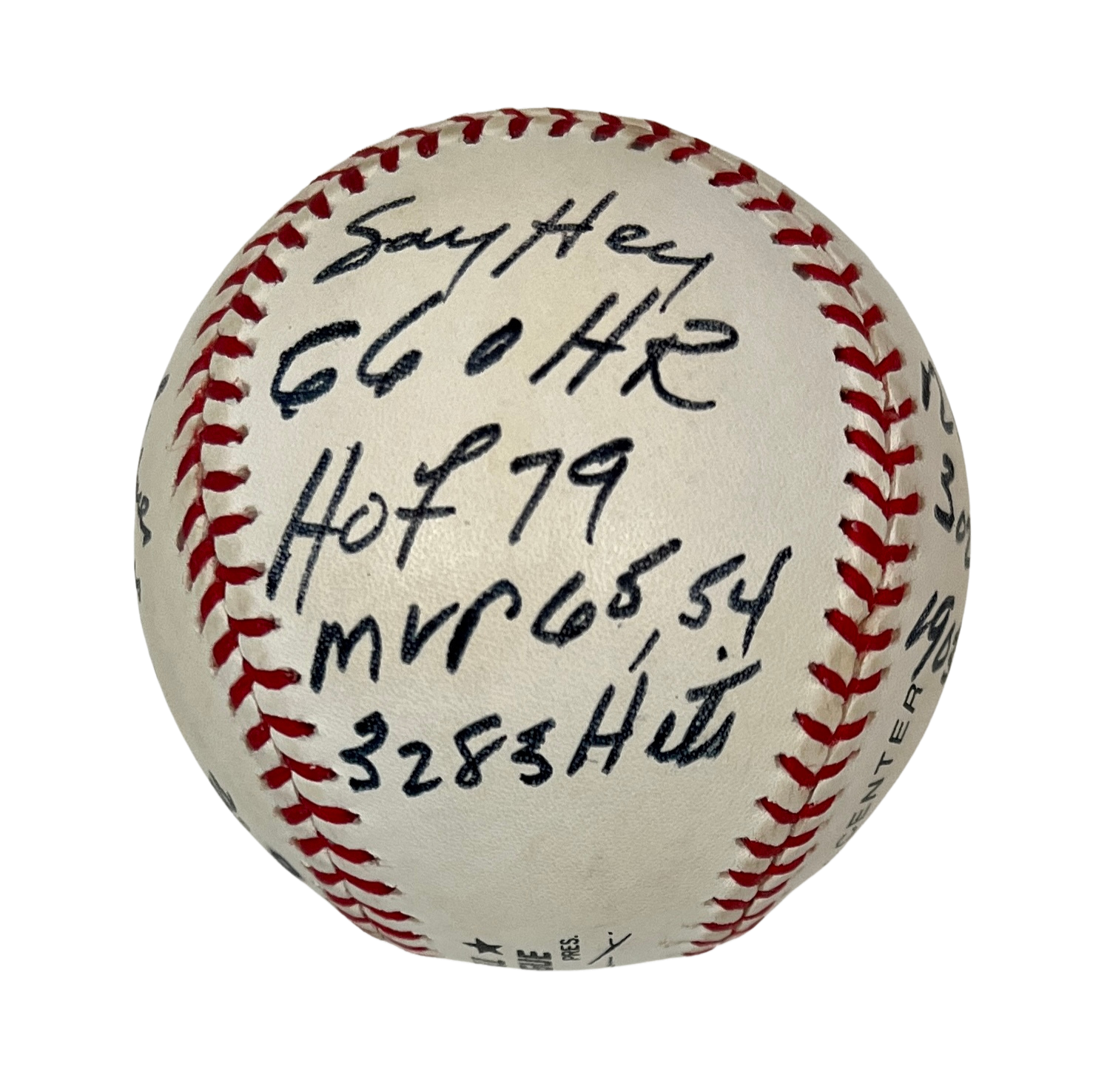 Willie Mays Signed &amp; Career Stats Inscribed Limited Edition Baseball. JSA LOA2