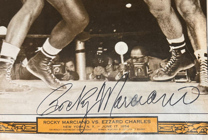 Rocky Marciano Signed Poster. Fight against Ezzard Charles 6/17/54. JSA2