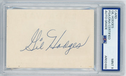 Gil Hodges Signed Autograph Card, Mint. Bat-A-Way, Flatbush. PSA1
