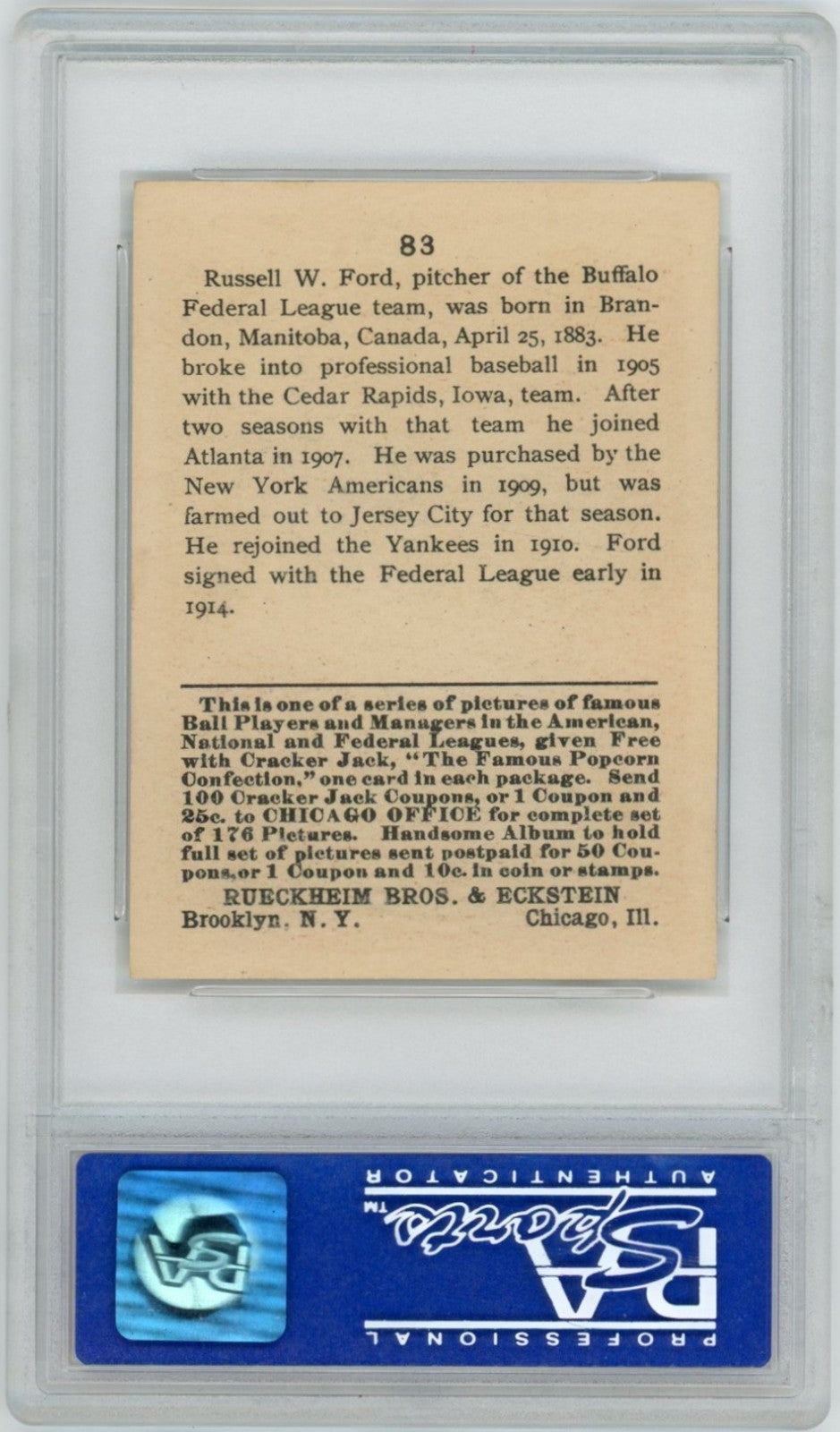 1915 Cracker Jack Russ Ford PSA 71