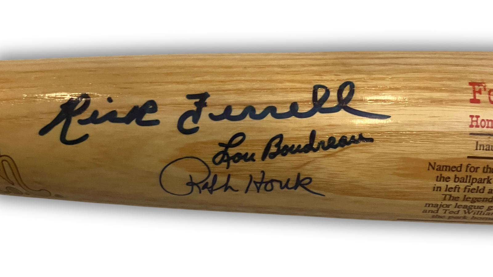 Ted Williams Multi Signed Fenway Park, Boston Red Sox Greats Baseball Bat. JSA6