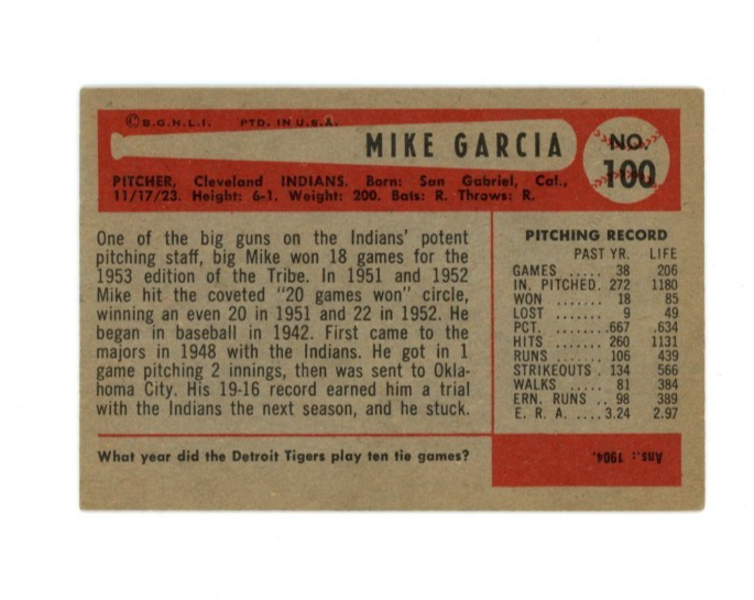 1954 Bowman Mike Garcia1